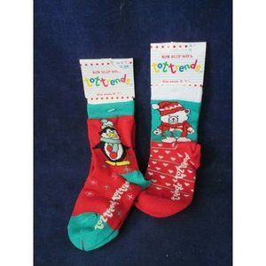 Vintage 1980's Children's Christmas Socks Penguin Bear Shoe Size 6 - 11 1/2 New